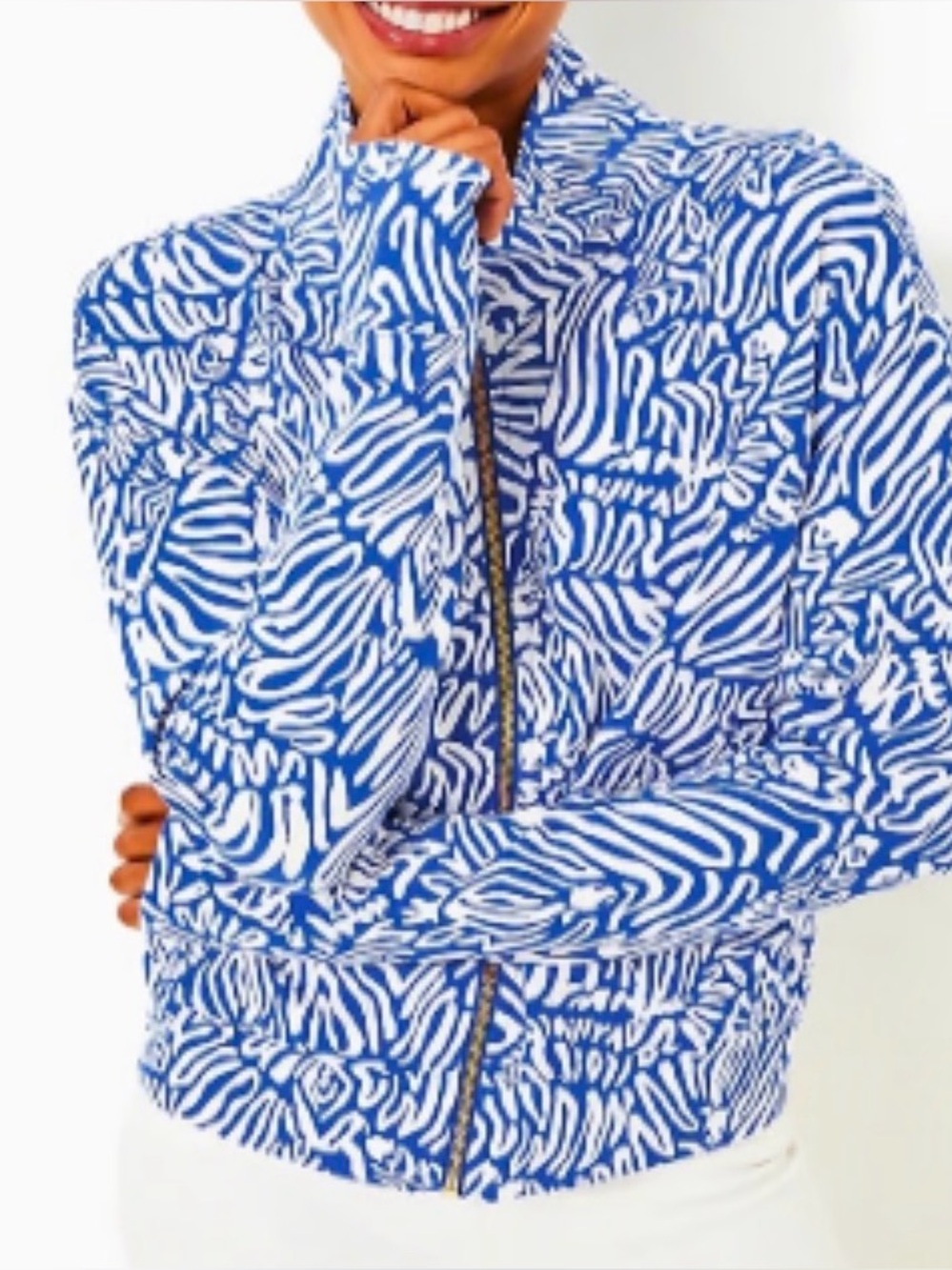 Lilly Pulitzer Wrenley pullover Martinique blue Zebe Bee size Med NWT